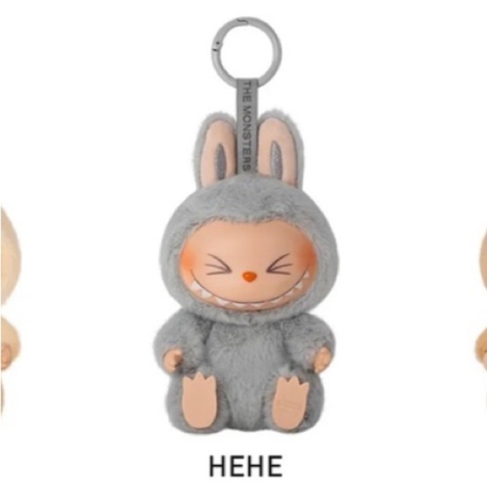 Authentic labubu have a seat HEHE gray color Keychain Plush